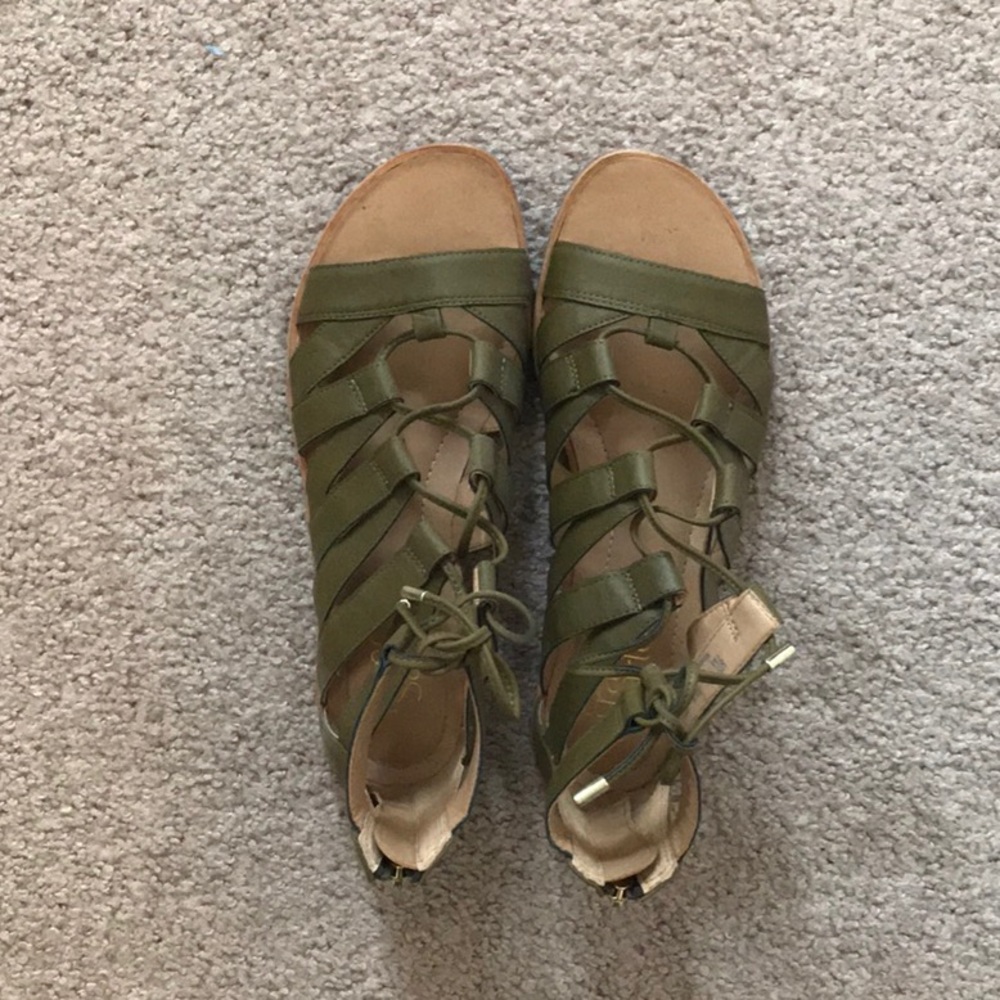 Olive green gladiator sandals